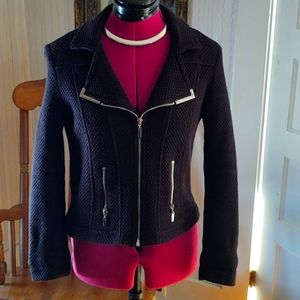 Alfani Silver Zipper Detail Black Crop Jacket PS